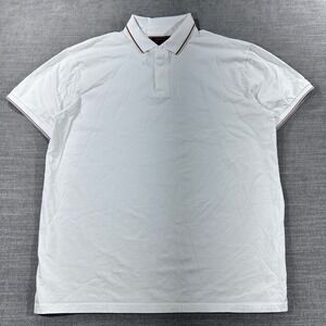 Marc Asher Polo Shirt Mens XL White Mercerized Cotton Tipped Trim Excellent